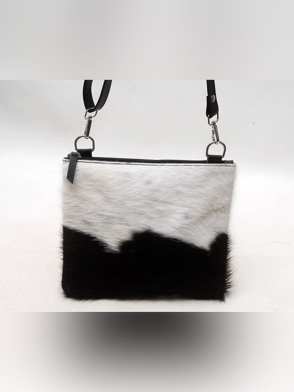 100% Black & White Cowhide Crossbody Bag